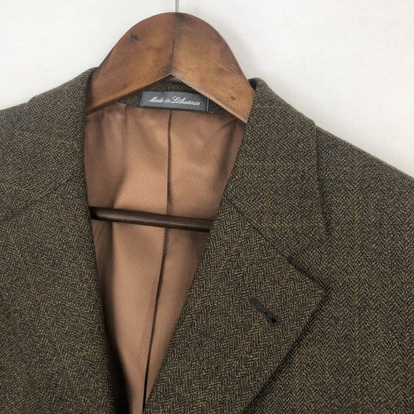 Oscar De La Renta Men's Size 42S Brown 100% Lambswool Three-Button Blazer Jacket - Picture 2 of 9